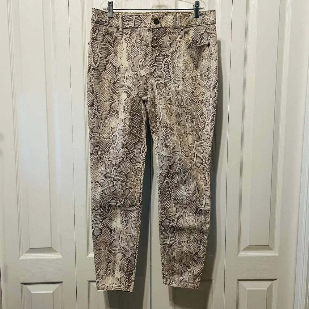White House Black Market-Women's Snake Skin Print-High Rise Ankle Pants-Stretch - Picture 2 of 16